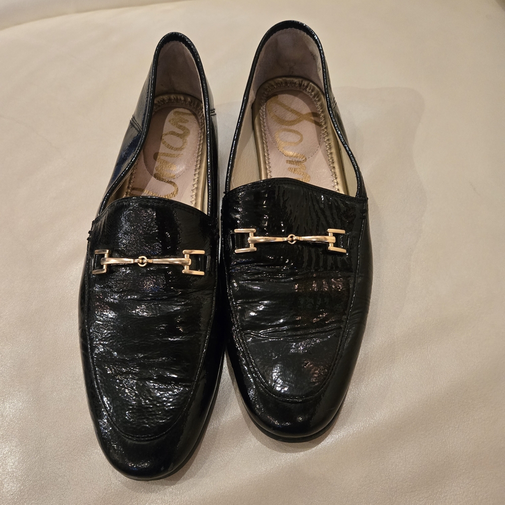 Sam Edelman Black Loafers with Gold Accent